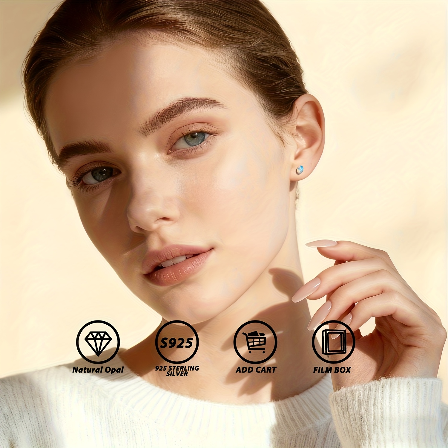 Women's Opal S925 Silver Earrings, October Birthstone